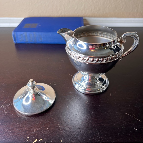 Vintage Sheridan Silver-plate Creamer, Bud Vase, Copper Kitchen, Elegant Holiday - Picture 2 of 8